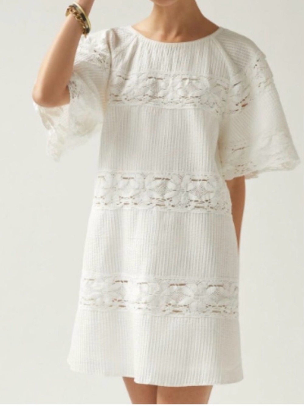 Corey Lynn Calter White crochet Lace-Panel Mini Dress - Picture 1 of 7
